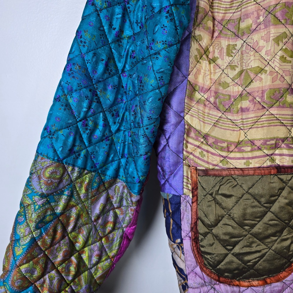 Sacred Threads Silk Patchwork Quilted Jacket Wome… - image 4